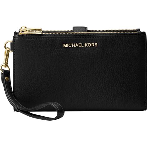 michael kors large zip wristlet black